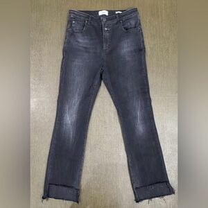 Closed Designer Made In Italy Black Denim  Distressed High Rise Jeans Size 28